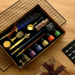 Conjunto de tinta de caneta de imersão de pena antiga, kit de carimbo de vedação de cera, caneta de caligrafia, escrita de letras, caneta de pena, selo de cera - Image 3