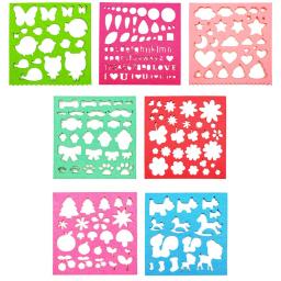 7 pçs colorido multi forma adorável padrão diy modelo de feltro agulha apliques molde felting estêncil artesanato ferramenta para iniciante - Image 3
