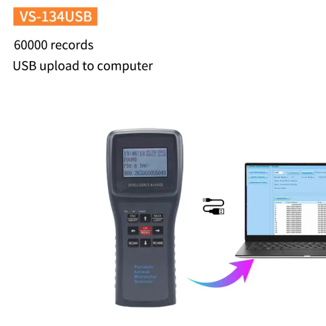 Exibição Avançada OLED para Leitores de Chip de Animais - Scanner Microchip com Software Aprimorado para Cães e Gatos 134.2KHz