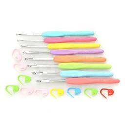 Alumínio Crochet Ganchos com Borracha Macia Grip, Agulhas de Tricô, Alças Almofadadas, Hot, 8PCs por Conjunto, 2.5-6.0mm - Image 1