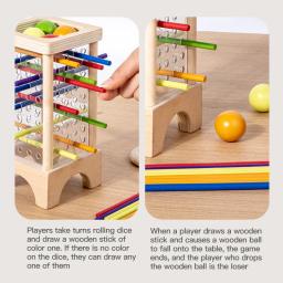 Jogo de tabuleiro de vara de madeira interação pai filho montessori brinquedos de madeira, jogo de cilindro acrílico de 4 lados, jogo de seleção de vara - Image 5