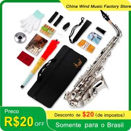 SLADE-Saxofone Prata para Iniciantes e Adultos, Saxofone Eb Alto com Pano de Limpeza, Correia, Acessórios para Luva - Image 1