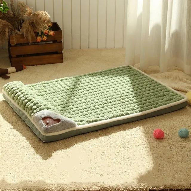 MADDEN-Camas removíveis laváveis para animais, tapete quente, sofá luxuoso para cães pequenos e médios, cama xadrez para gatos, sono fofo, inverno - Image 2