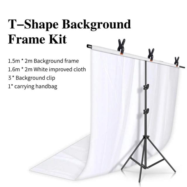 Kit de Suporte para Pano de Fundo T-Forma com Tela Verde para Estúdio Fotográfico e Vídeos Chroma Key