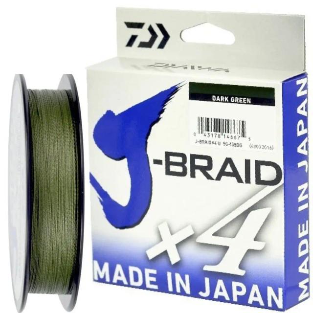 Daiwa J-Braid X4 Multifilamento 20lb 0,21mm Dark Green 135m