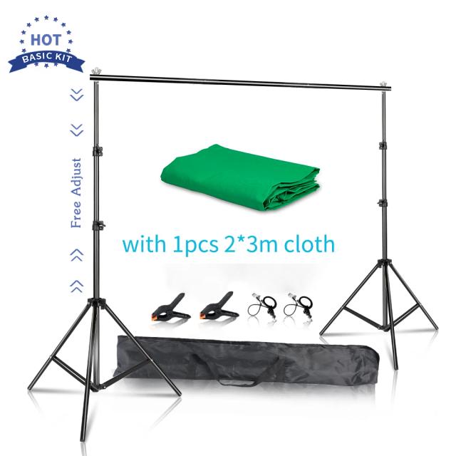 Kit de Suporte Telescópico com Pano Verde 2x3m e Acessórios para Muslins Backdrops