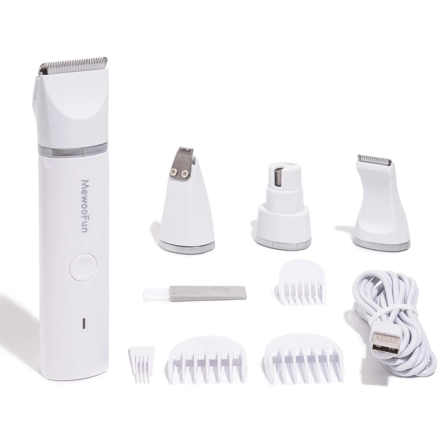 Mewoofun-Pet elétrico aparador de pêlos, 4 lâminas, grooming Clipper, unha moedor corte de cabelo recarregável profissional para cães e gatos, 4 em 1 - Image 1