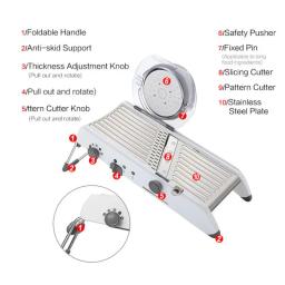 Ajustável Aço Inoxidável Mandoline Slicer, Julienner Vegetal, Ralador, Cebola, Fatiador de Batata, Cortador, KC0326, 18 Tipos - Image 5