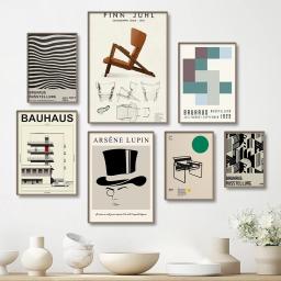 Pintura minimalista preto e branco da lona para Home Decor, impressão da exposição contemporânea, Bauhaus vintage, cartazes da arte da parede - Image 3