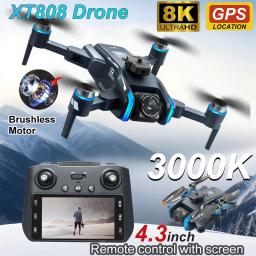 Profissional pro max drone de controle remoto xt808 8k hd câmera aérea wifi fpv dobrável dron quadcopter rc helicóptero crianças brinquedos - Image 1