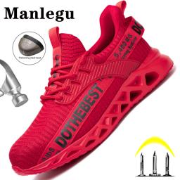 Sapatos de segurança com biqueira de aço para homens e mulheres, tênis leves de trabalho à prova de punção, botas de segurança unissex para construção - Image 1