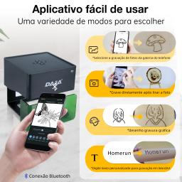 Daja dj6 gravador a laser mini portátil bluetooth diy corte máquina de gravura gravar marca madeira pintado metal acrílico vidro couro - Image 2