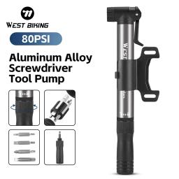 West biking mini bomba de bicicleta 70psi portátil schrader presta válvula inflator mão aço inoxidável mtb estrada ciclismo acessórios - Image 1