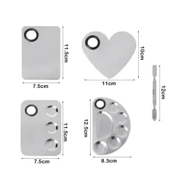 Paleta De Cores De Maquiagem Portátil Com Espátula, Aço Inoxidável, Base Líquida Bandeja De Mistura, Placa De Cor Durável - Image 6