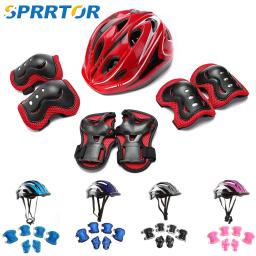 Capacete infantil ajustável com conjunto de equipamentos de proteção esportiva joelheiras cotovelo almofadas de pulso para meninos meninas ciclismo patinação scooter capacete - Image 1