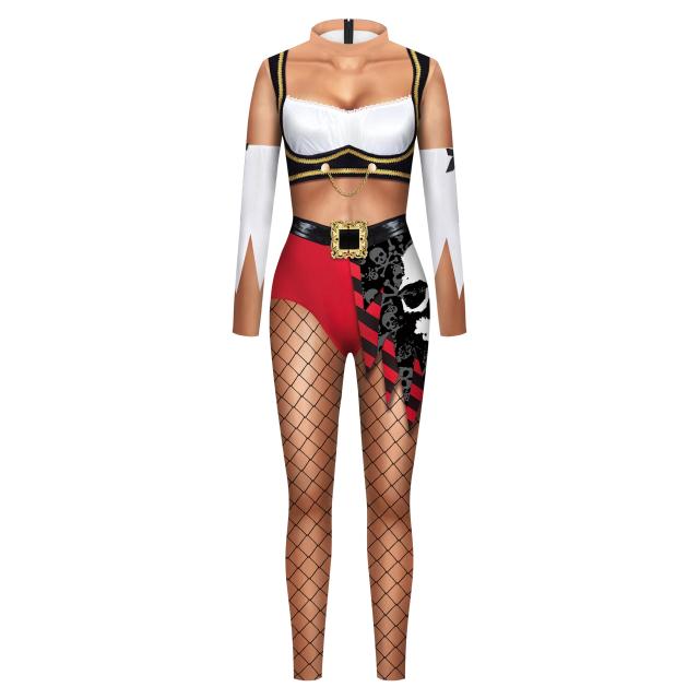 Macacão Feminino Sexy Vip Pirata Zentai, Ideal para Festas, Festivals e Halloween com 12% Elastano