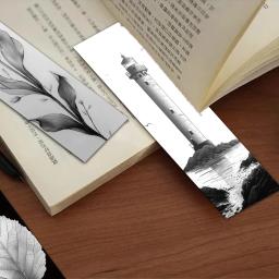 30 peças marcadores de linha minimalista preto e branco mix leitura etiquetas de livro diy página tags presente decoração cartões cartões de mensagem de estudante - Image 5