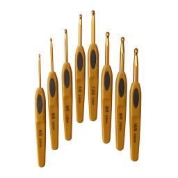 8 pçs artesanal crochê gancho conjunto pontos ferramenta de costura em casa agulhas de tricô liga alumínio diy portátil - Image 1