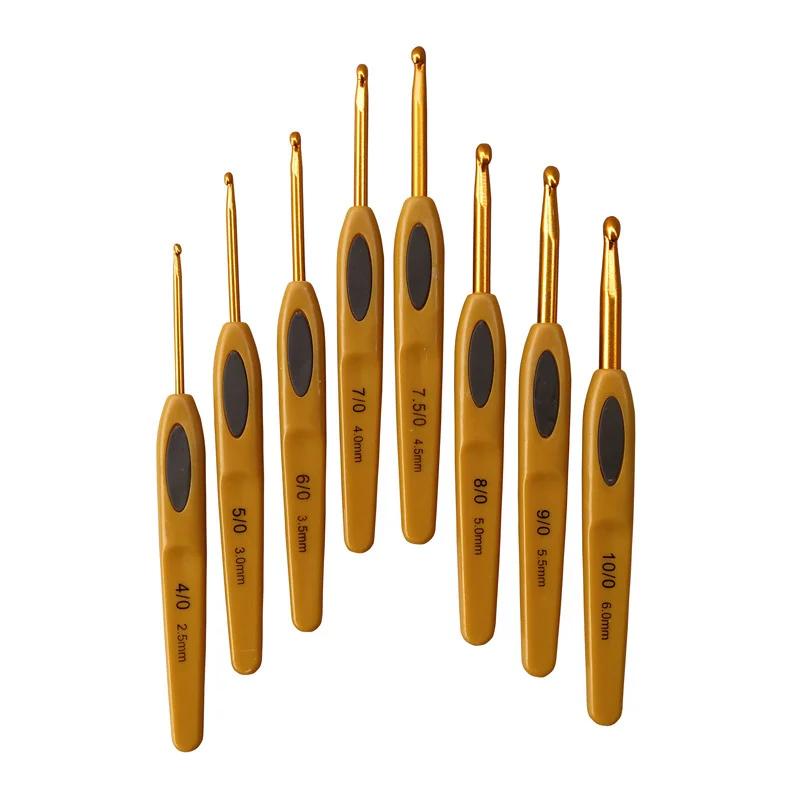 8 pçs artesanal crochê gancho conjunto pontos ferramenta de costura em casa agulhas de tricô liga alumínio diy portátil - Image 1