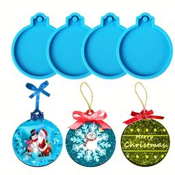 Silicone Resina Epóxi Moldes, Enfeites De Natal, Pingente De Forma Redonda, Actvty Moldes De Fundição, 4Pcs - Image 1