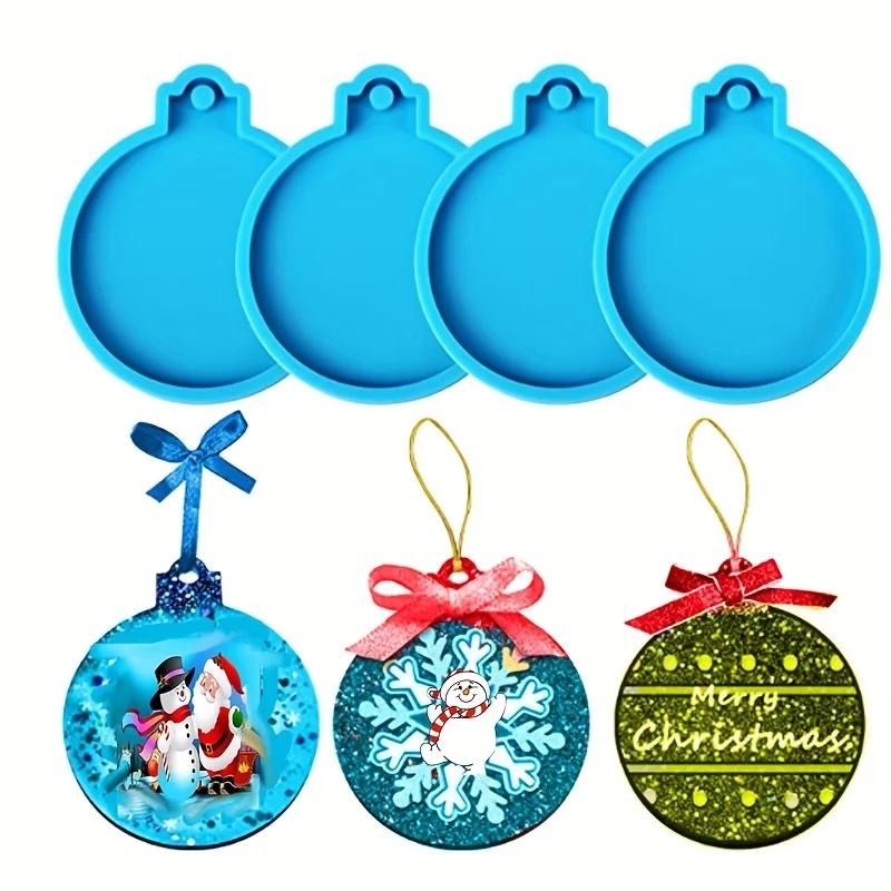 Silicone Resina Epóxi Moldes, Enfeites De Natal, Pingente De Forma Redonda, Actvty Moldes De Fundição, 4Pcs - Image 1