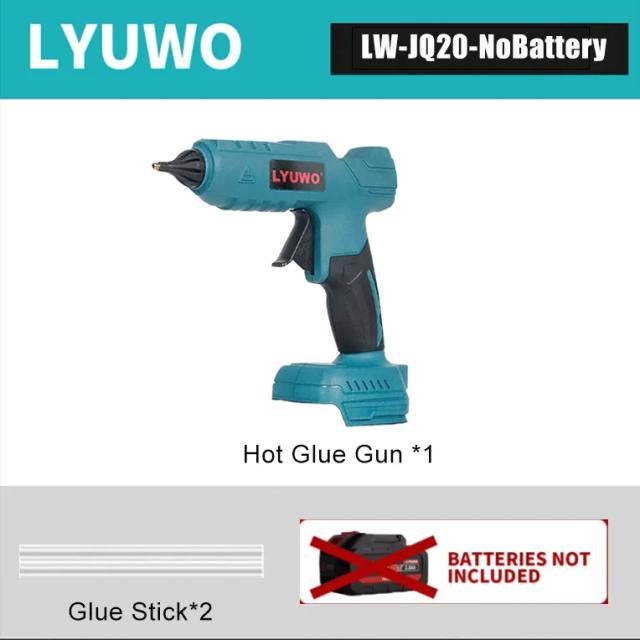 Pistola de Cola Hot Melt Portátil Sem Fio 21V 100W 280°C com Bateria de Lítio e 10 Bastões de Cola para DIY e Manutenção