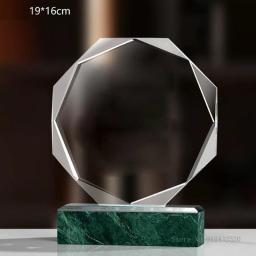 Troféu de cristal de mármore personalizado, lembrança de honra criativa high-end, prêmio de decoração, medalha de forma geométrica, 1pc - Image 4