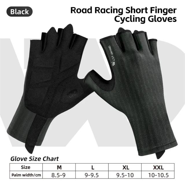 Luvas de Ciclismo West Biking para Verão com Dedo Meio, Respirável e Antichoque para Homens e Mulheres de Mountain Bike