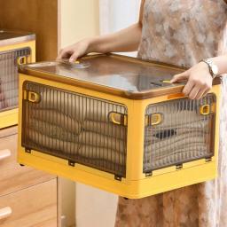 Caixa de armazenamento dobrável com rodas, Organizador de artigos diversos empilháveis, armazenamento doméstico, grande capacidade, livros, lanche, Toy Bin - Image 1