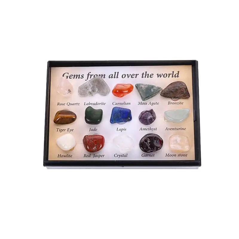 Caixa para Coleção de Pedras Preciosas Naturais, Cristal Quartzo, Pedra Colecionável Ametista, Amostra Mineral de Todo o Mundo, 24 Unidades, 1 Caixa - Image 1