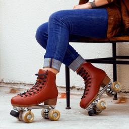 Patins da roda do plutônio com quadro da liga de alumínio, sapatos super do couro da fibra, elasticidade alta, indoor, rua, aptidão, patinação, luxo - Image 5