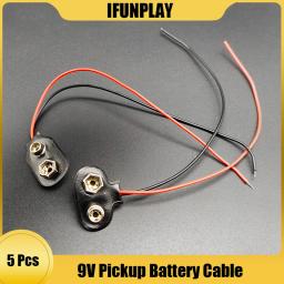 5 pçs acústico guitarra elétrica baixo captador ativo 9v guitarra captador bateria clipe conector i tipo preto com cabo preto 15cm - Image 1