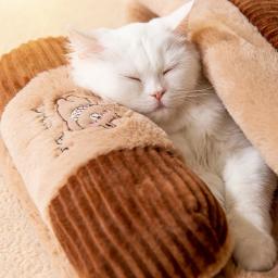 Saco de dormir quente removível para animais de estimação, meia cama fechada do gato, almofada do ninho do inverno com descanso, novo - Image 4