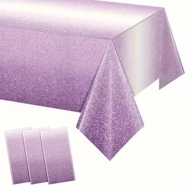 Toalha de Mesa com Lantejoulas Rosa, Preta e Dourada - Elegância Resistente à Água para Todas as Festas