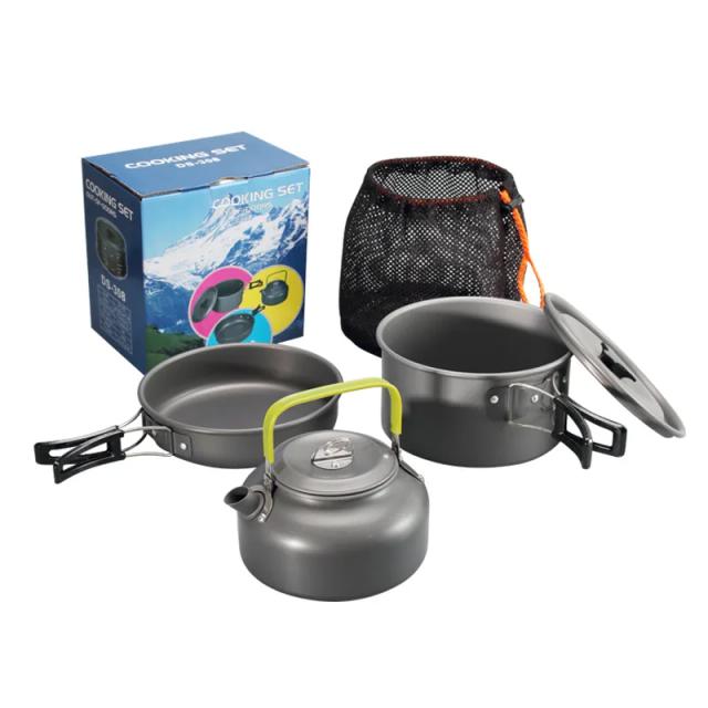 Conjunto de Panelas Dobráveis para Acampamento em Alumínio Resistente ao Calor para 2-3 Pessoas