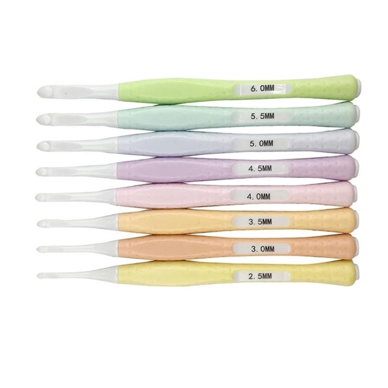 Conjunto 8 agulhas crochê com alça antiderrapante macia Conjunto agulhas tricô plástico - Image 1