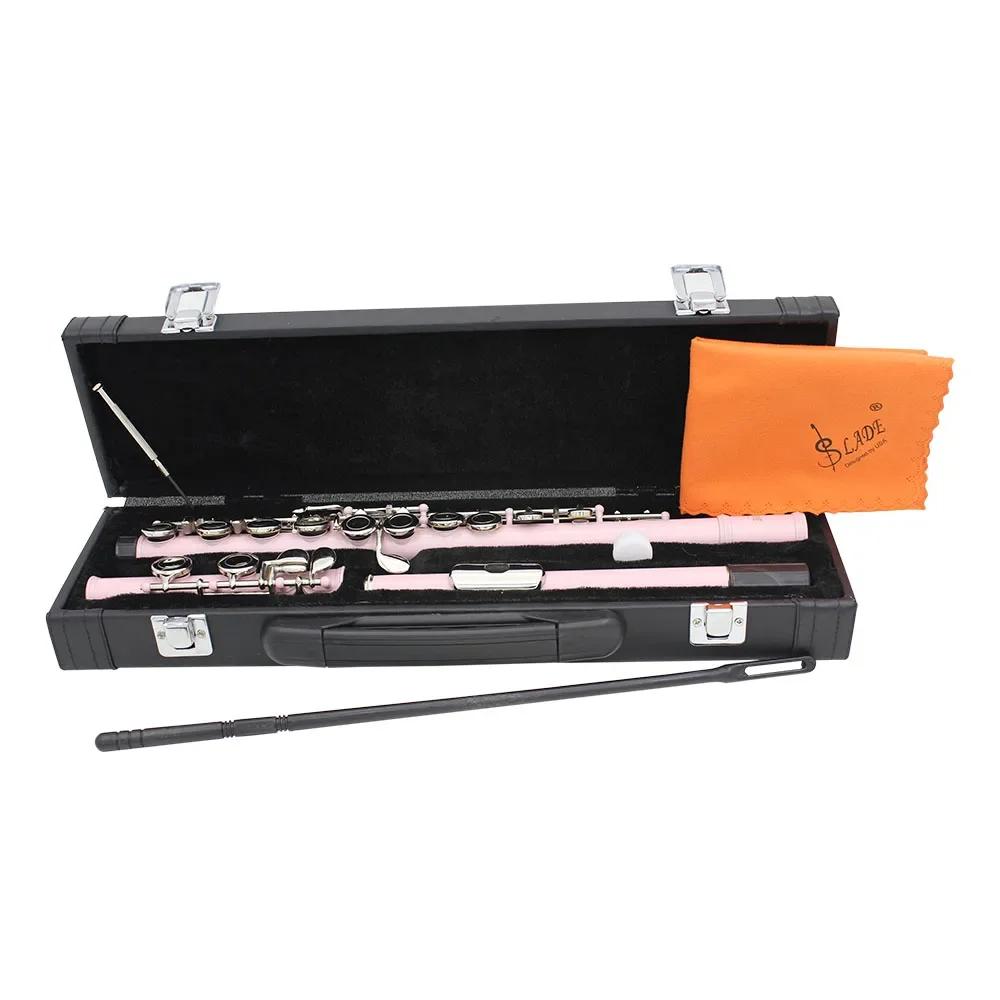 Pink C Key Flauta Aberta Fechada, Concerto Banhado a Prata, com Caixa, Pano de Limpeza, Luvas Vara, 16 Buracos - Image 1