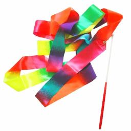 Fita colorida gradiente para crianças, fita de ginástica feminina, seda, dança, treinamento esportivo, brinquedos de presente, vara de 29cm, 2m - Image 2