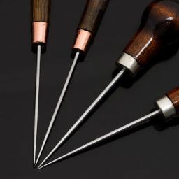 1pc costura awl alça de madeira liga cone agulha sapatos reparação agulhas acessórios de costura sacos buraco gancho diy artesanal ferramenta de couro - Image 2