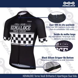 KEMALOCE Camisa Ciclismo Masculina Alta visibilidade Equipe Vestuário Retrô Atlético Esporte Bicicleta Roupa Equipe profissional Único Corrida Camisa Ciclismo Preta - Image 5