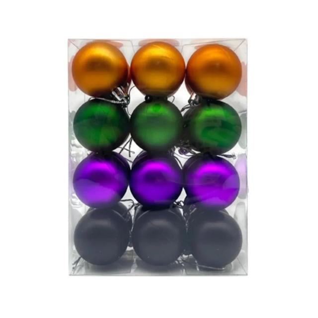 Conjunto de 24 Bolas de Glitter Brilhantes para Decoração de Halloween e Natal, Ideal para Festas e Ambientes em Casa