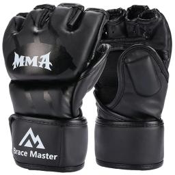 Luvas de Boxe de Couro PU para Homens, Meio Dedo, Luta MMA, Pontapé, Karatê, Treinamento Muay Thai, Equipamento de Treino - Image 1
