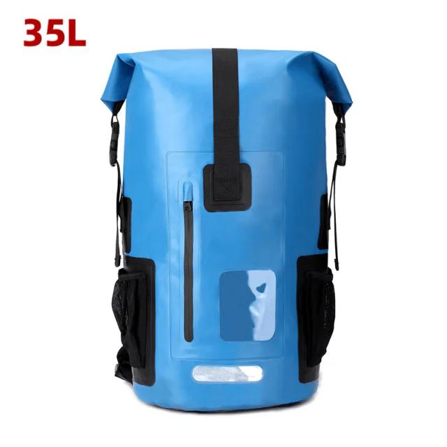 Mochila Impermeável PVC de 35L para Esportes ao Ar Livre: Escalada, Natação, Canoagem, Camping e Praia