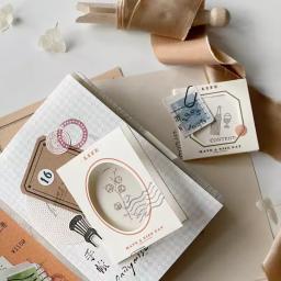 Cartão pequeno dobrável oco para artesanato, papel de nota artesanal, material DIY Hand Ledger, estilo Ins - Image 3