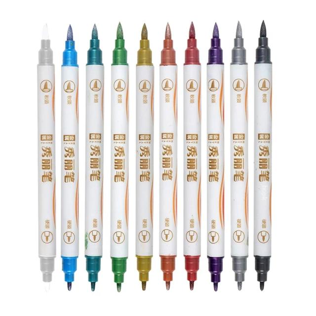 Conjunto de Canetas Marcadoras de Metal Impermeável em Ouro, Branco e Prata - Ideal para Arte Artesanal e Desenho Escolar