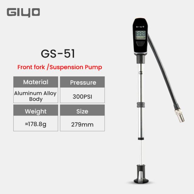 Medidor Digital de Alta Pressão Giyo para Bomba de Bicicleta MTB e Estrada com Válvula Schrader - Ideal para Garfo e Suspensão Traseira