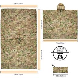 Impermeável Camo com Zíper para Homens e Mulheres, Impermeável, Capa de Chuva, Tenda do Toldo, Poncho de Chuva para Motocicleta, Militar, Impermeável - Image 4