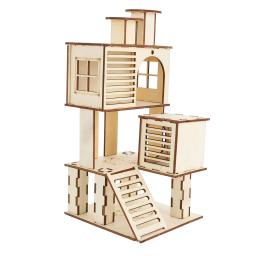 Escada De Madeira Com Plataforma Para Pequenos Animais De Estimação, Premium Hamster House, Pet Exercise, Fun and Safe - Image 1