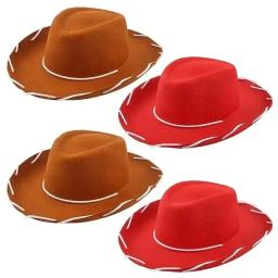 Chapéus de cowboy de feltro marrom, chapéu de natal com tema ocidental, acessório de fantasia infantil para lembrancinhas de festa - Image 1