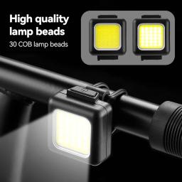 Mini bicicleta dianteira e cauda luz, Carregamento USB farol, Ciclismo luz de advertência, Lanterna LED - Image 4